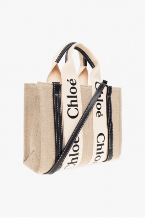 Beige 'Woody Small' shopper bag Chloé - Черевики ботильйони chloe